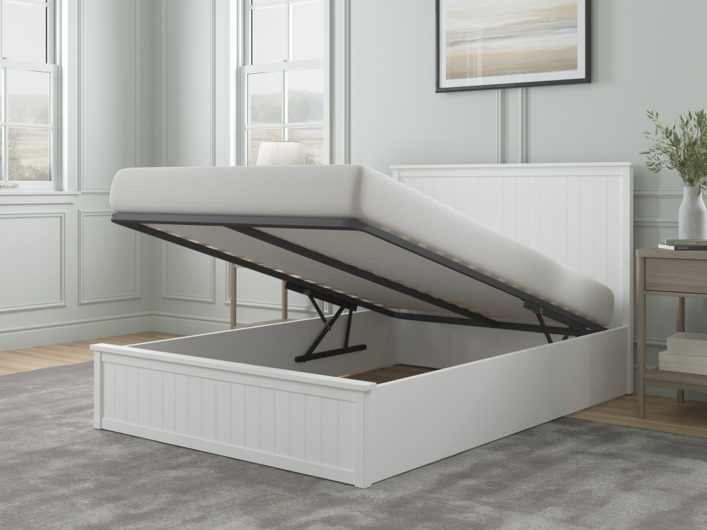 Snuggle Beds Charles Ottoman Bed King Size White Ottoman Bed