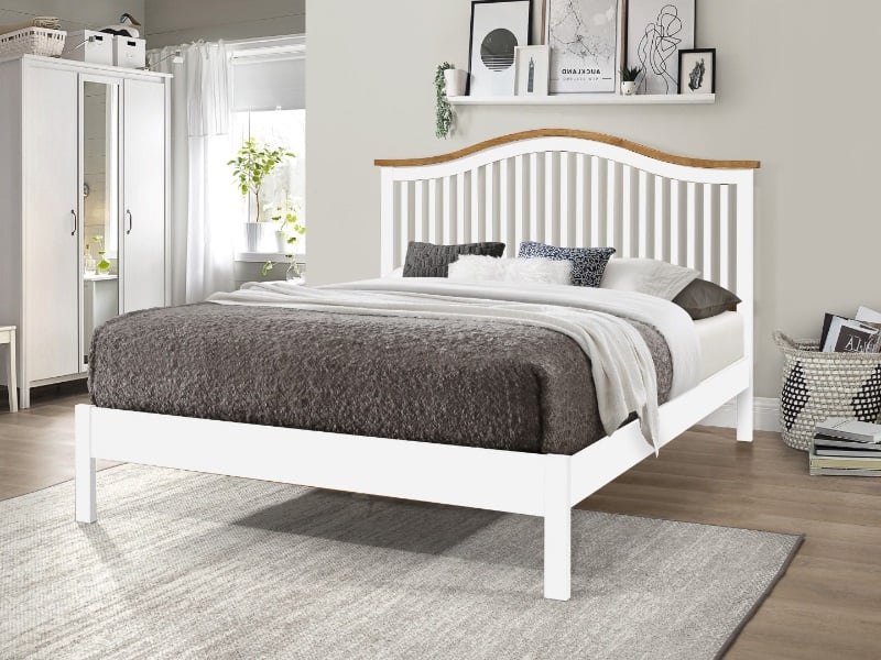 Time Living Chester King Size White Wooden Bed