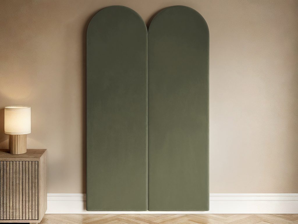 Solace+Co Cirrus Headboard Panels Single Khaki Green Velvet