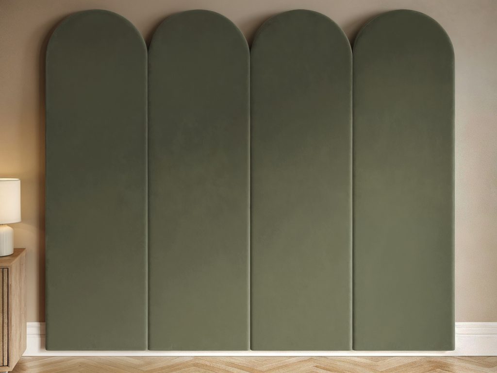 Solace+Co Cirrus Headboard Panels Kingsize Khaki Green Velvet