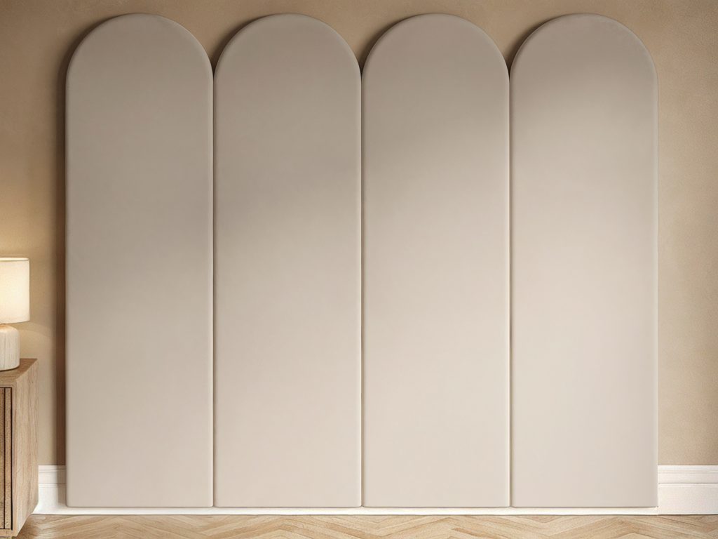 Solace+Co Cirrus Headboard Panels Kingsize Beige Velvet