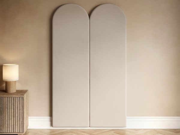 Solace+Co Cirrus Headboard Panels Single Beige Velvet | Bed Sava