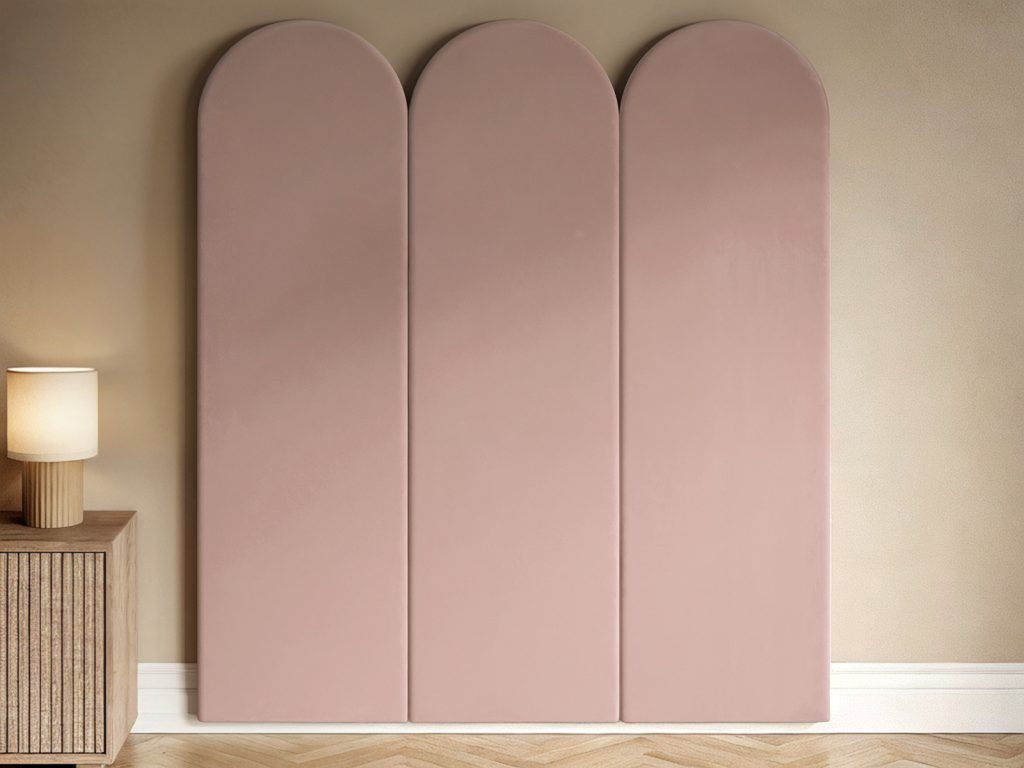Solace+Co Cirrus Headboard Panels Double Pink Velvet