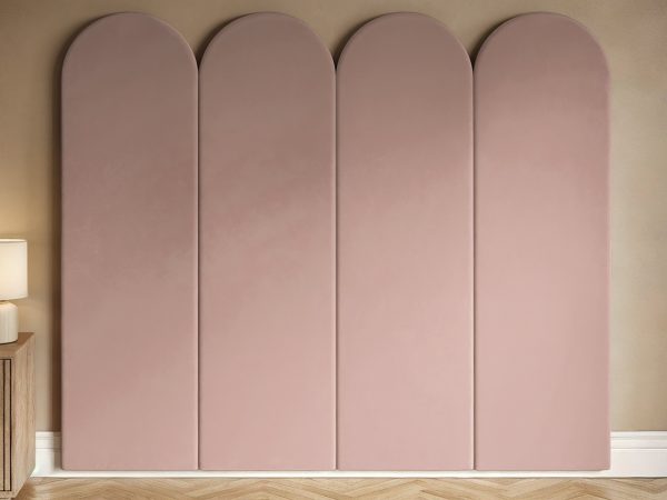 Solace+Co Cirrus Headboard Panels Kingsize Pink Velvet | Bed Sava