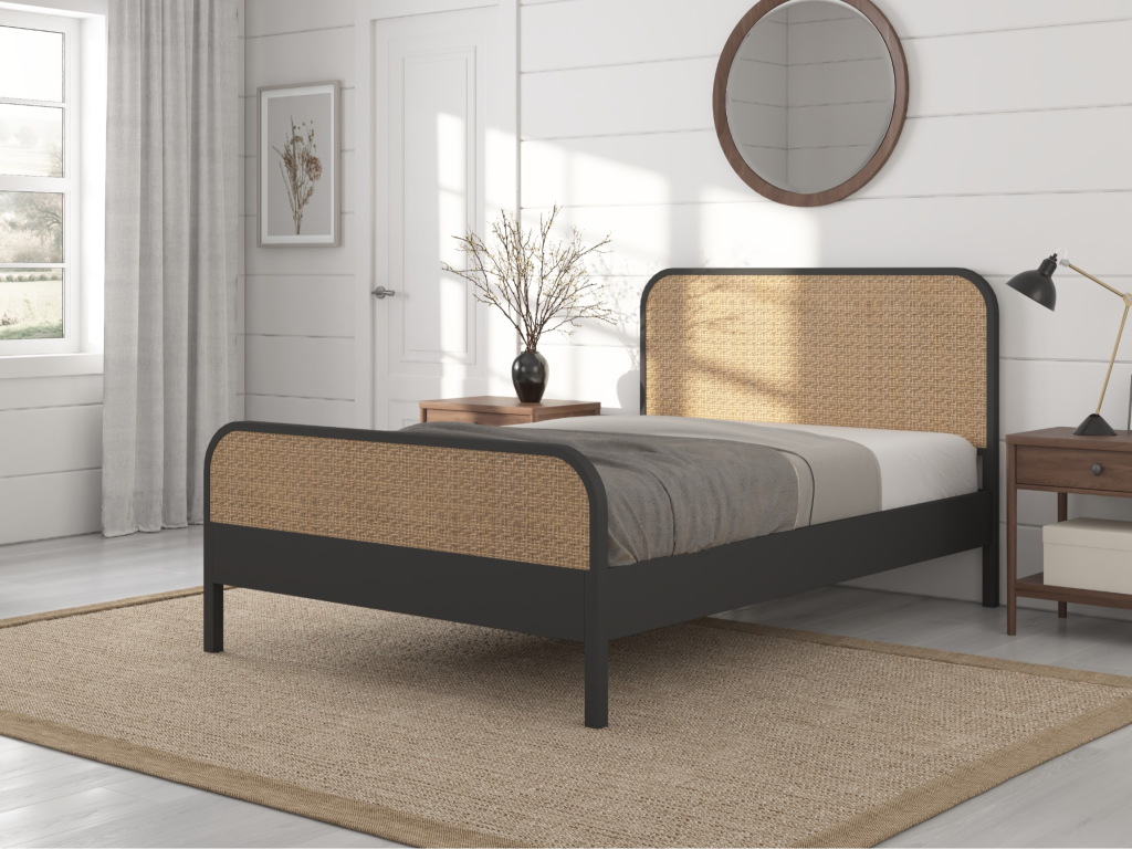 Snuggle Beds Clementine Rattan Bed Double Black Wooden Bed