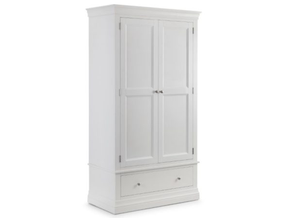 Julian Bowen Clermont 2 Door 1 Drawer Wardrobe Light Grey Wardrobe | Bed Sava
