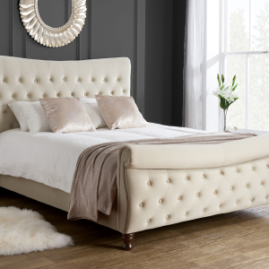 Birlea Copenhagen King Size Warm Stone Fabric Bed | Bed Sava