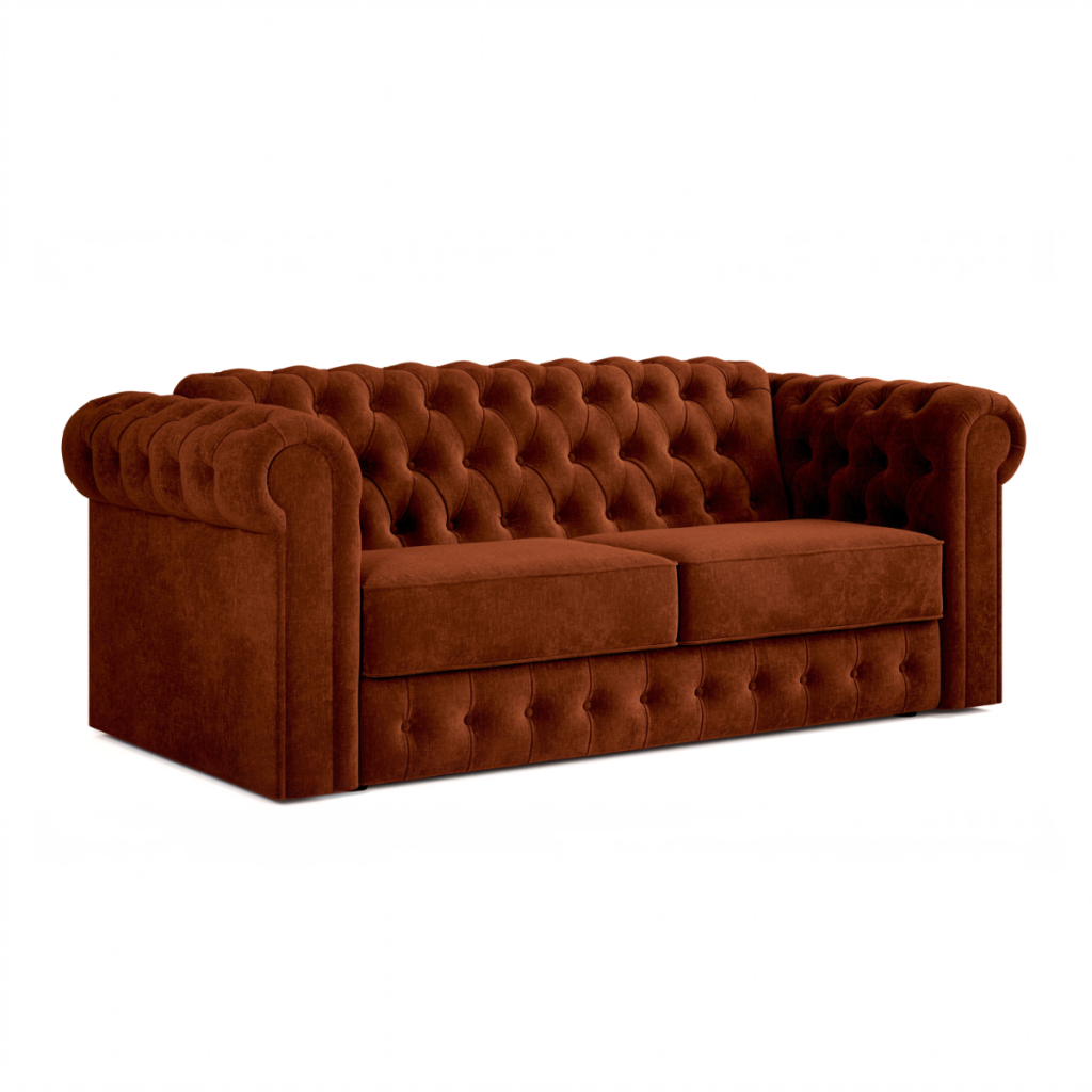 Jay Be® Chesterfield Sofa Bed with e Sprung™ Mattress  Three seater Cosy Chenille Foxy | Bed Sava