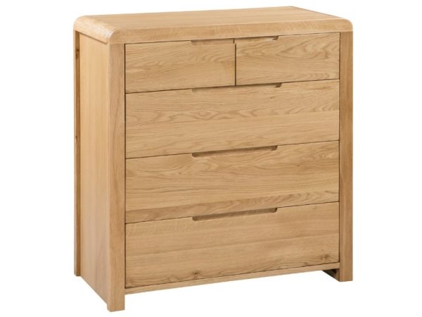 Julian Bowen Curve 3 + 2 Drawer Chest Oak Drawer Chest | Bed Sava