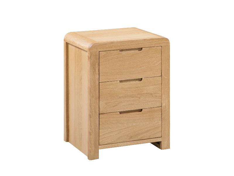Julian Bowen Curve 3 Drawer Bedside Oak Bedside Chest