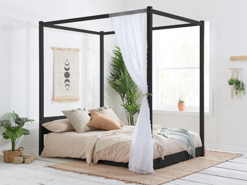Birlea Darwin Four Poster King Size Black Wooden Bed