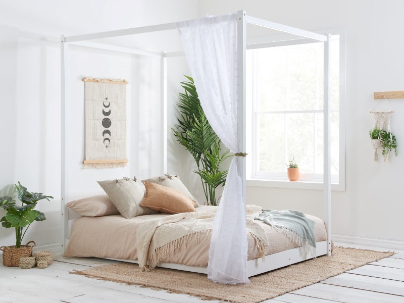 Birlea Darwin Four Poster Double White Wooden Bed