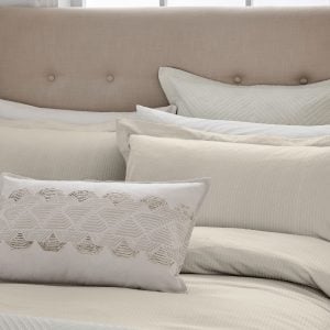 Helena Springfield Deco Stripe Quilt Set Double Champagne Duvet Cover | Bed Sava