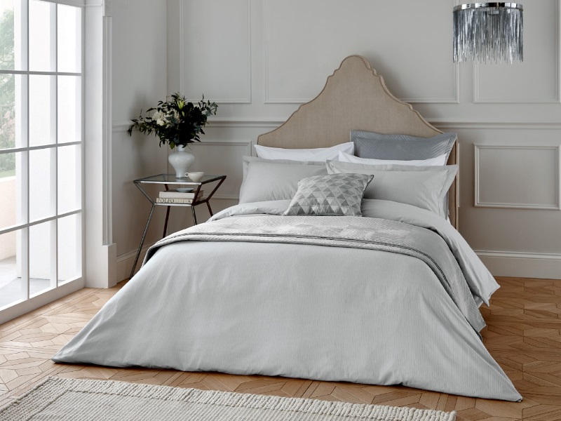 Helena Springfield Deco Stripe Quilt Set Double Silver Duvet Cover