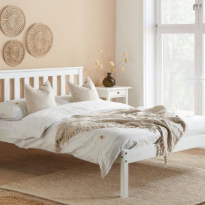 Birlea Denver Low Foot End White King Size White Wooden Bed | Bed Sava