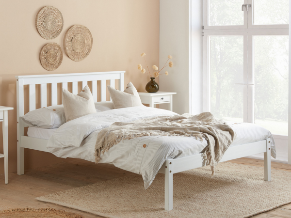 Birlea Denver Low Foot End White King Size White Wooden Bed | Bed Sava