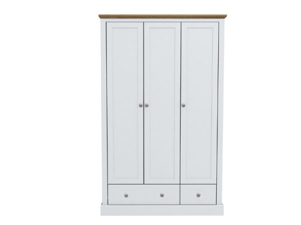 LPD Furniture Devon 3 Door 2 Drawer Wardrobe White Wardrobe | Bed Sava