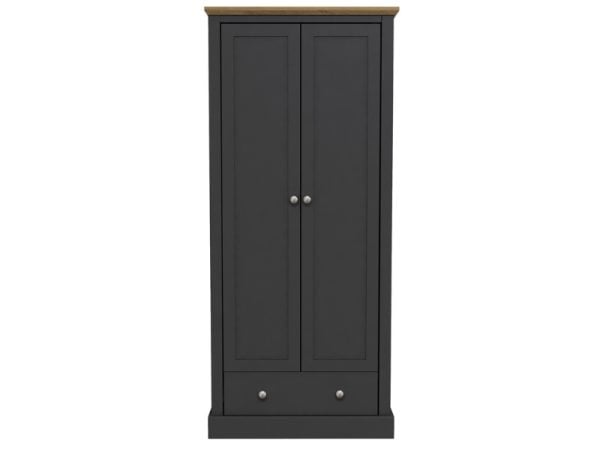 LPD Furniture Devon 2 Door Wardrobe Charcoal Wardrobe | Bed Sava