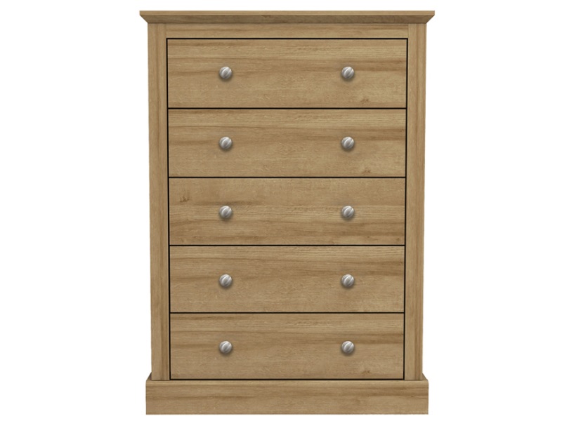 LPD Furniture Devon 5 Drawer Chest Oak Drawer Chest