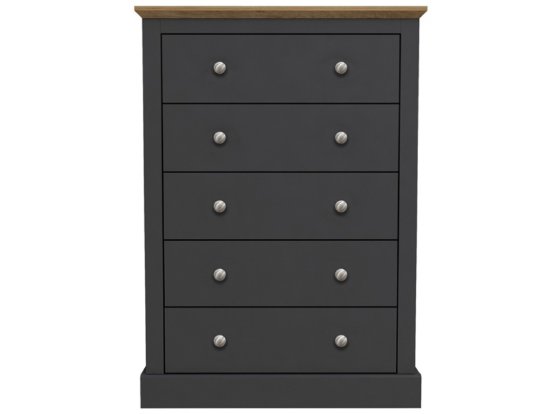 LPD Furniture Devon 5 Drawer Chest Charcoal Drawer Chest