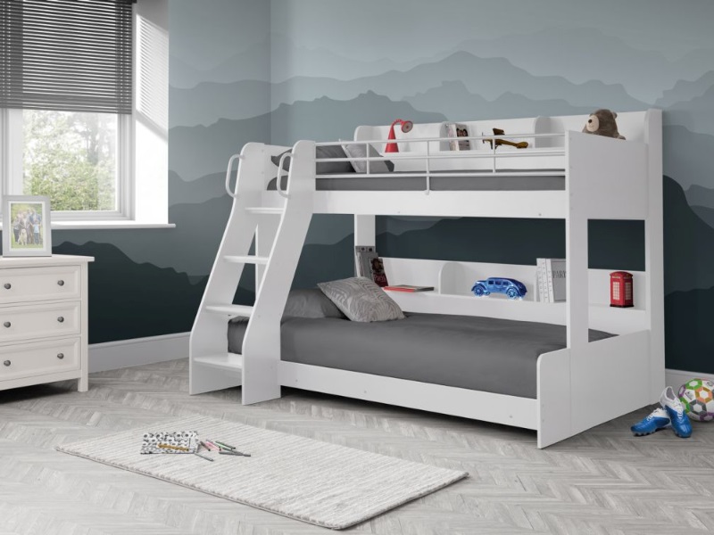 Julian Bowen Domino Triple Sleeper Small Double White Bunk Bed | Bed Sava