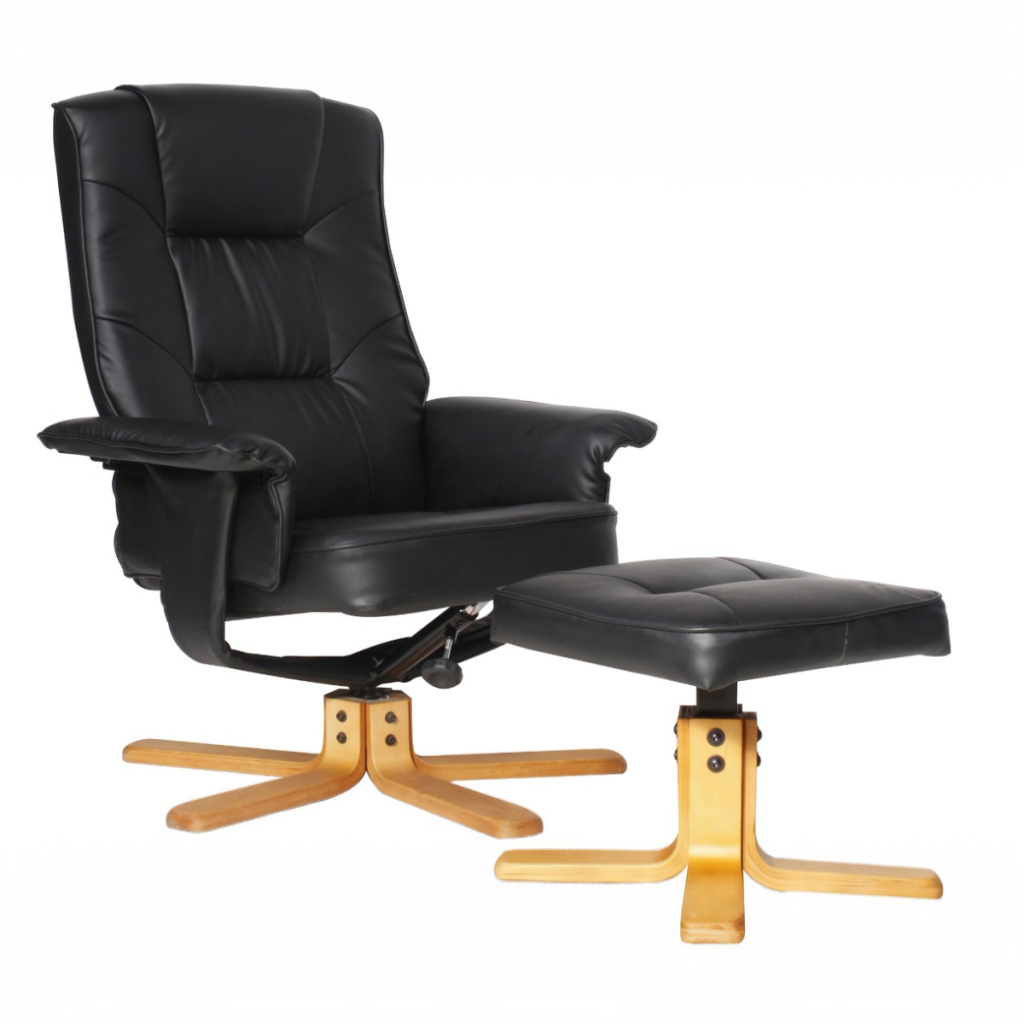 Alphason Drake Reclining Chair with Footstool Set-Black