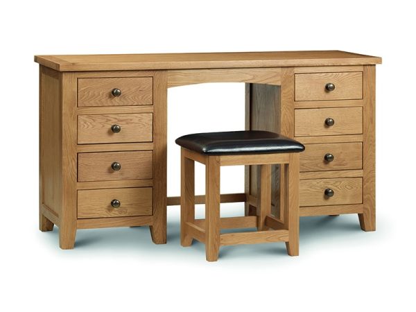 Julian Bowen Marlborough Twin Pedestal Dressing Table Oak Dressing Table | Bed Sava