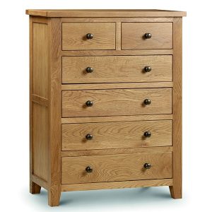 Julian Bowen Marlborough 4 plus 2 Drawer Chest Oak Drawer Chest | Bed Sava