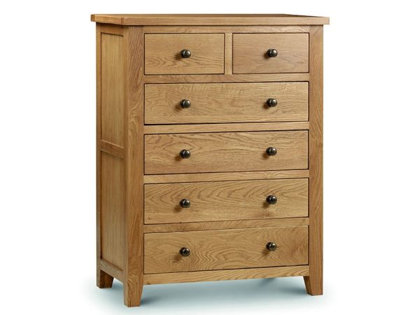 Julian Bowen Marlborough 4 plus 2 Drawer Chest Oak Drawer Chest | Bed Sava