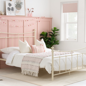 Birlea Emily Small Double Glossy Cream Metal Bed | Bed Sava