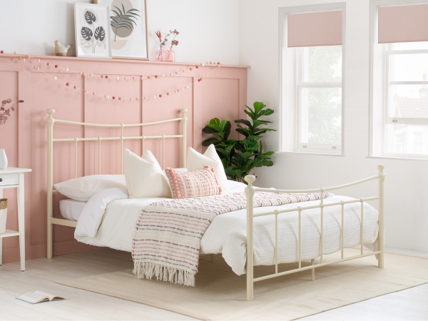 Birlea Emily Small Double Glossy Cream Metal Bed | Bed Sava