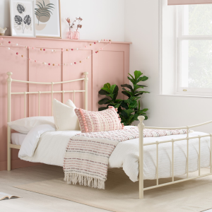 Birlea Emily Single Glossy Cream Metal Bed | Bed Sava