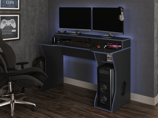 Birlea Enzo Gaming Computer Desk Black and Blue Desk | Bed Sava