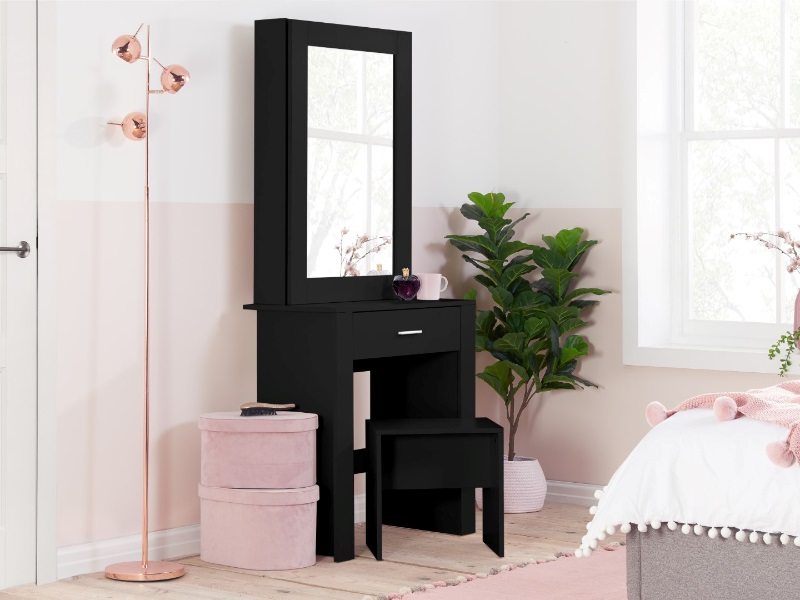 Birlea Evelyn 1 Drawer Sliding Mirror Dressing Table Black Dressing Table