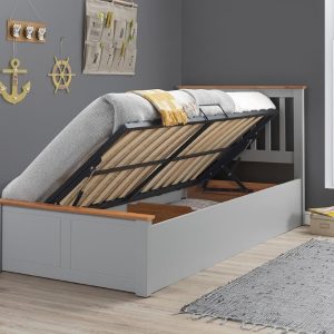 Bedmaster Francis Single Wood Grey Ottoman Bed | Bed Sava