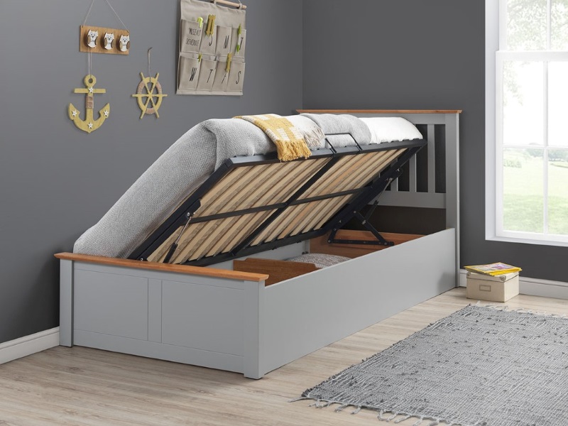 Bedmaster Francis Single Wood Grey   Ottoman Bed