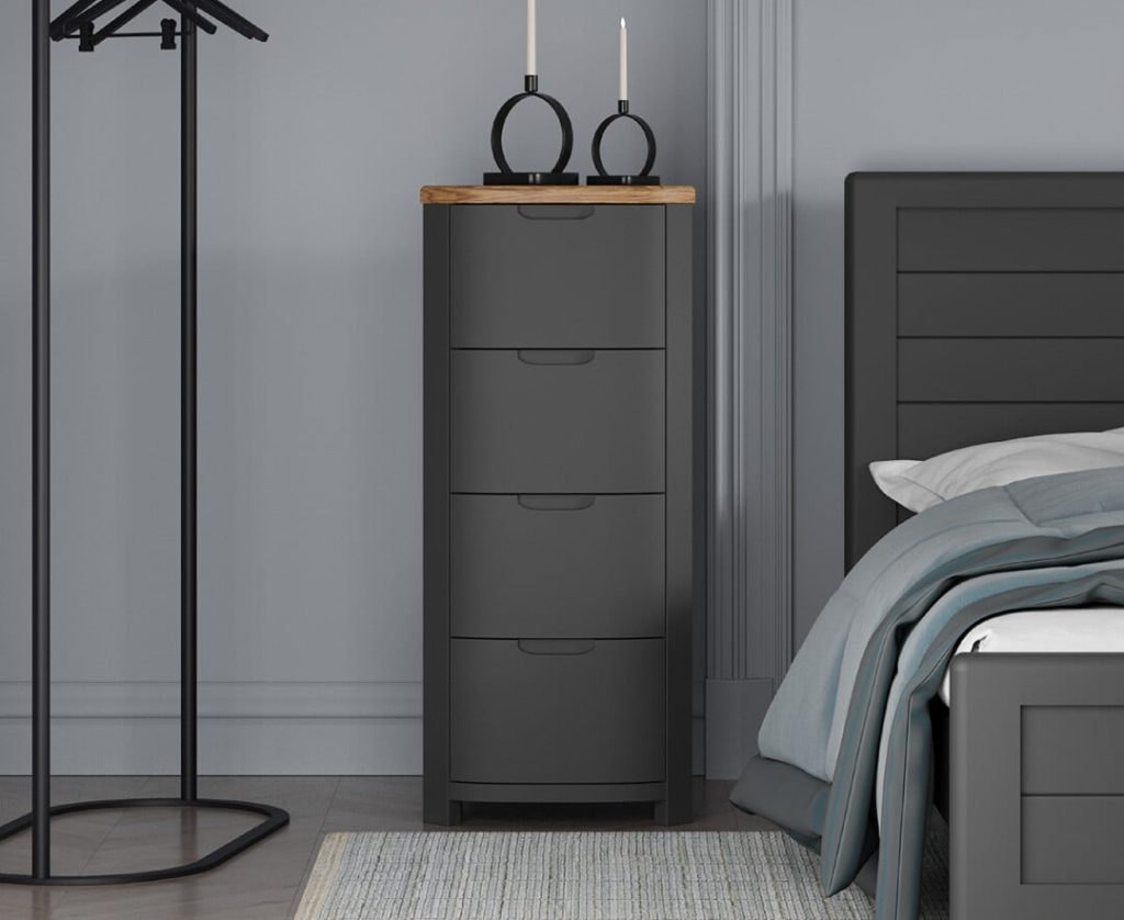 Bradwell Oak and Charcoal Painted 5 Drawer Tallboy