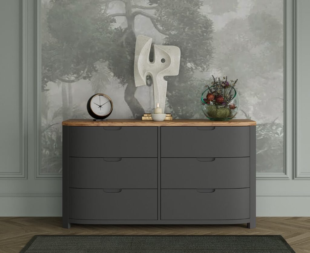 Bradwell Oak and Charcoal Painted Wide Chest of Drawers