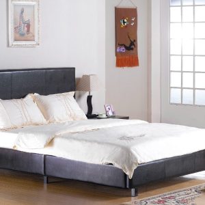 Heartlands Furniture Fusion Double Black Faux Leather Leather Bed | Bed Sava