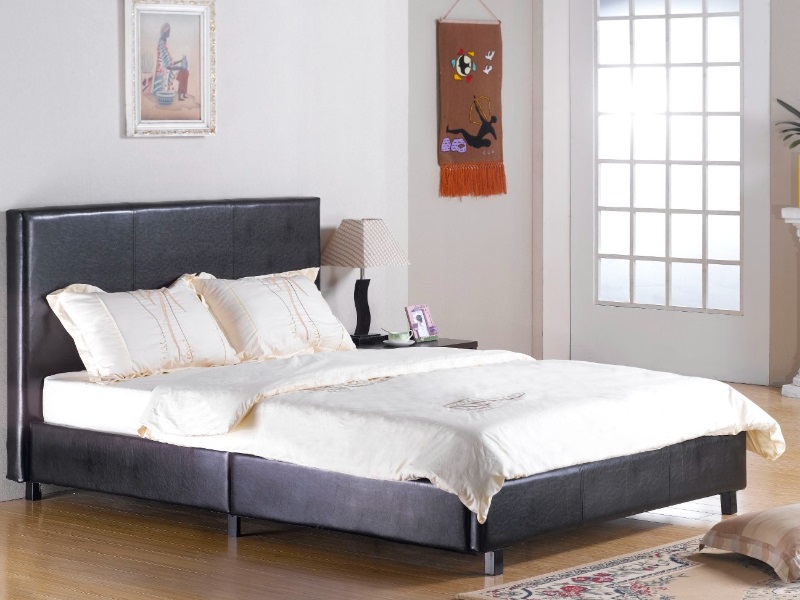 Heartlands Furniture Fusion King Size Black Faux Leather Leather Bed