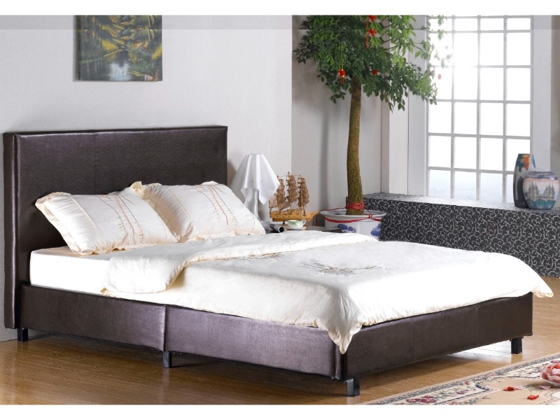 Heartlands Furniture Fusion King Size Brown Faux Leather Leather Bed