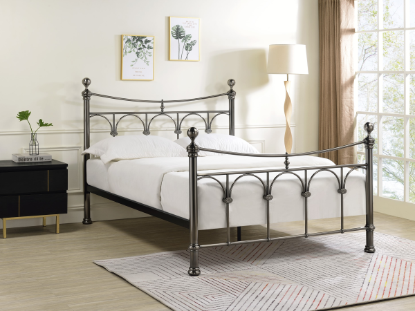 Limelight Gamma King Size Antique Nickel Metal Bed | Bed Sava