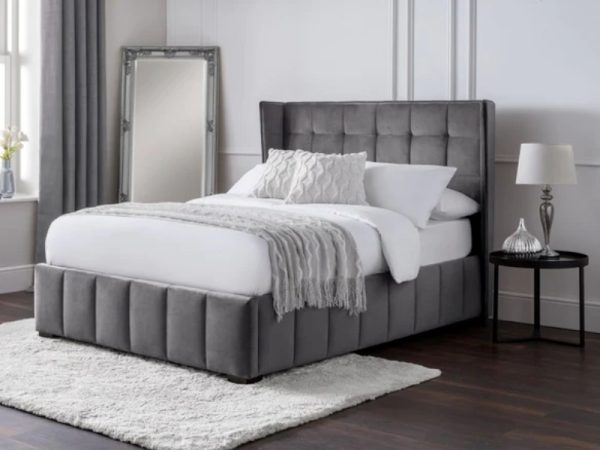 Julian Bowen Gatsby Bed King Size Light Grey Fabric Bed | Bed Sava