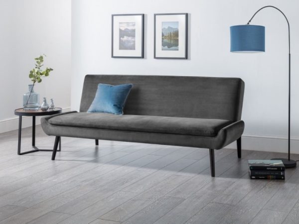 Julian Bowen Gaudi Curled Base Sofabed Small Single Grey Velvet Sofa Bed | Bed Sava