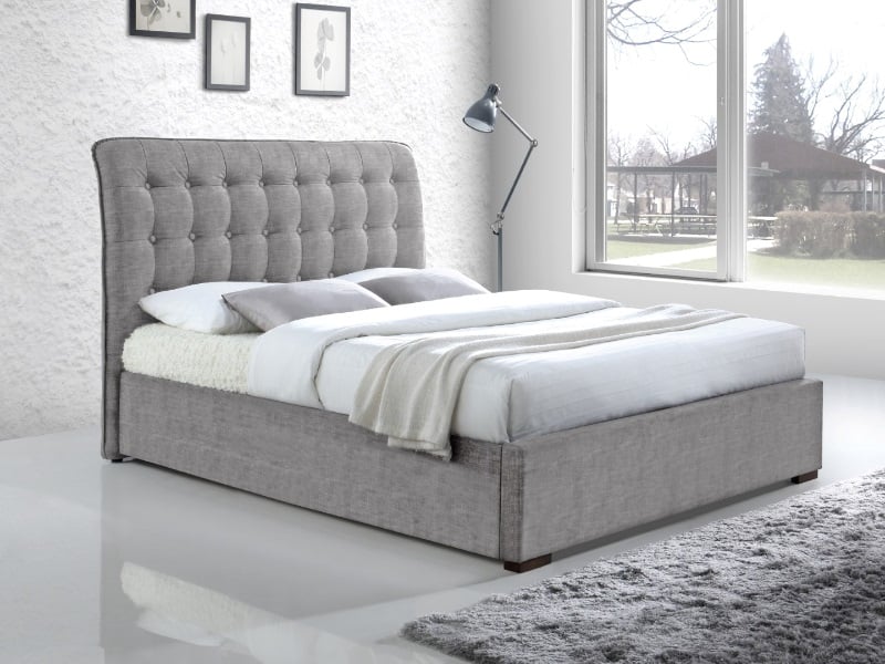 Time Living Hamilton King Size Light Grey Fabric Bed