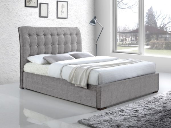Time Living Hamilton Double Light Grey Fabric Bed | Bed Sava
