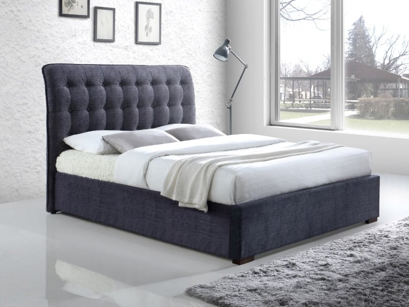 Time Living Hamilton Double Dark Grey Fabric Bed
