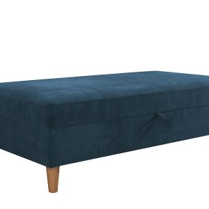 Dorel Hartford Chenille Storage Ottoman Blue Chenille Bedroom Furniture | Bed Sava