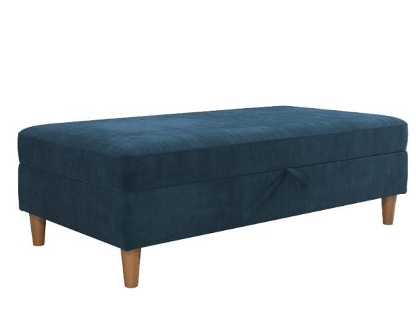 Dorel Hartford Chenille Storage Ottoman Blue Chenille Bedroom Furniture | Bed Sava