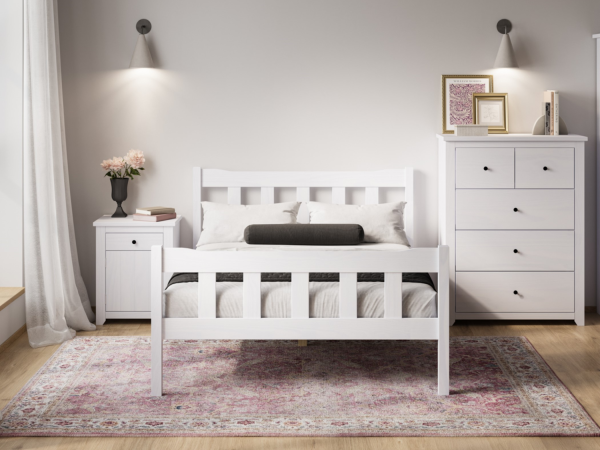 LPD Furniture Havana Double White Wooden Bed | Bed Sava